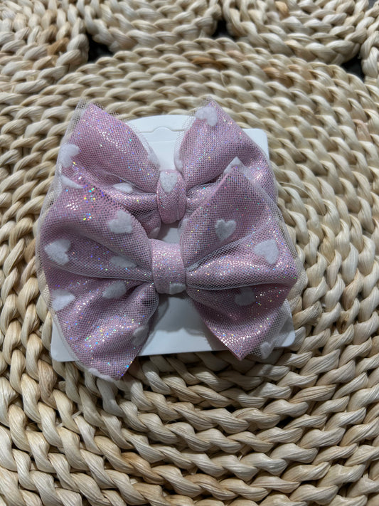 Double Lined Pink Heart Sparkle Piggies