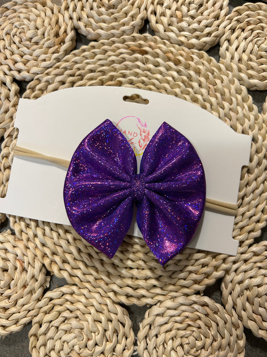 Purple Sparkle Nylon Bow