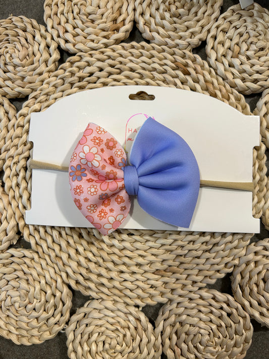 Two Toned Flower Nylon Baby Bow
