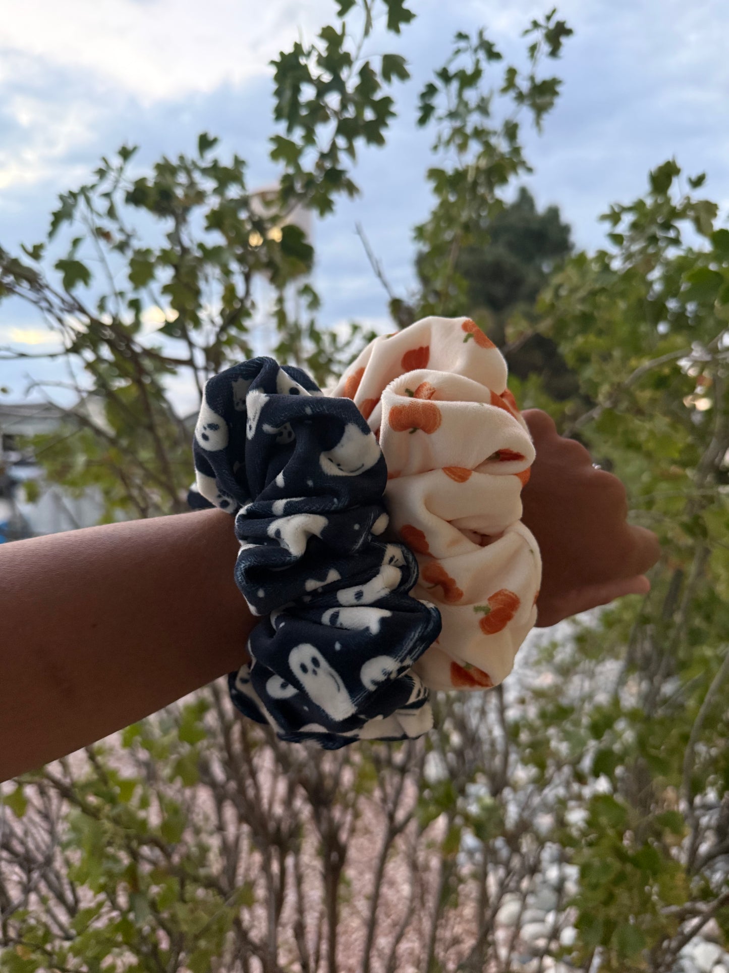 Ghost & Pumpkin Scrunchies